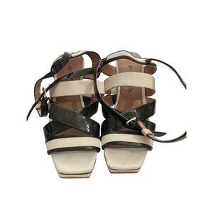 no 704b Steffi women's Size 38.5 (7.5-8) White black High Heel Sandals shoes